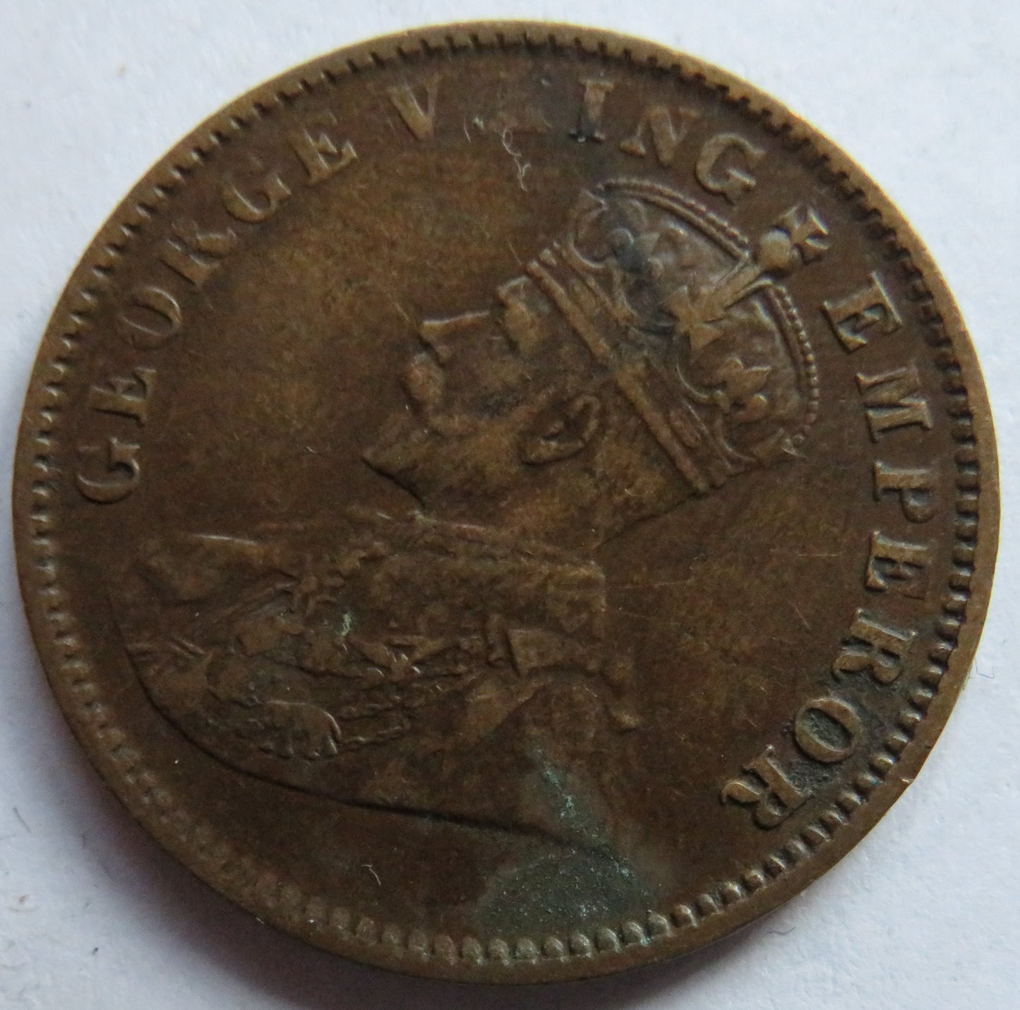 1913 King George V India 1/4 Quarter Anna Coin
