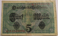 Load image into Gallery viewer, 1917 Germany 5 Mark Banknote
