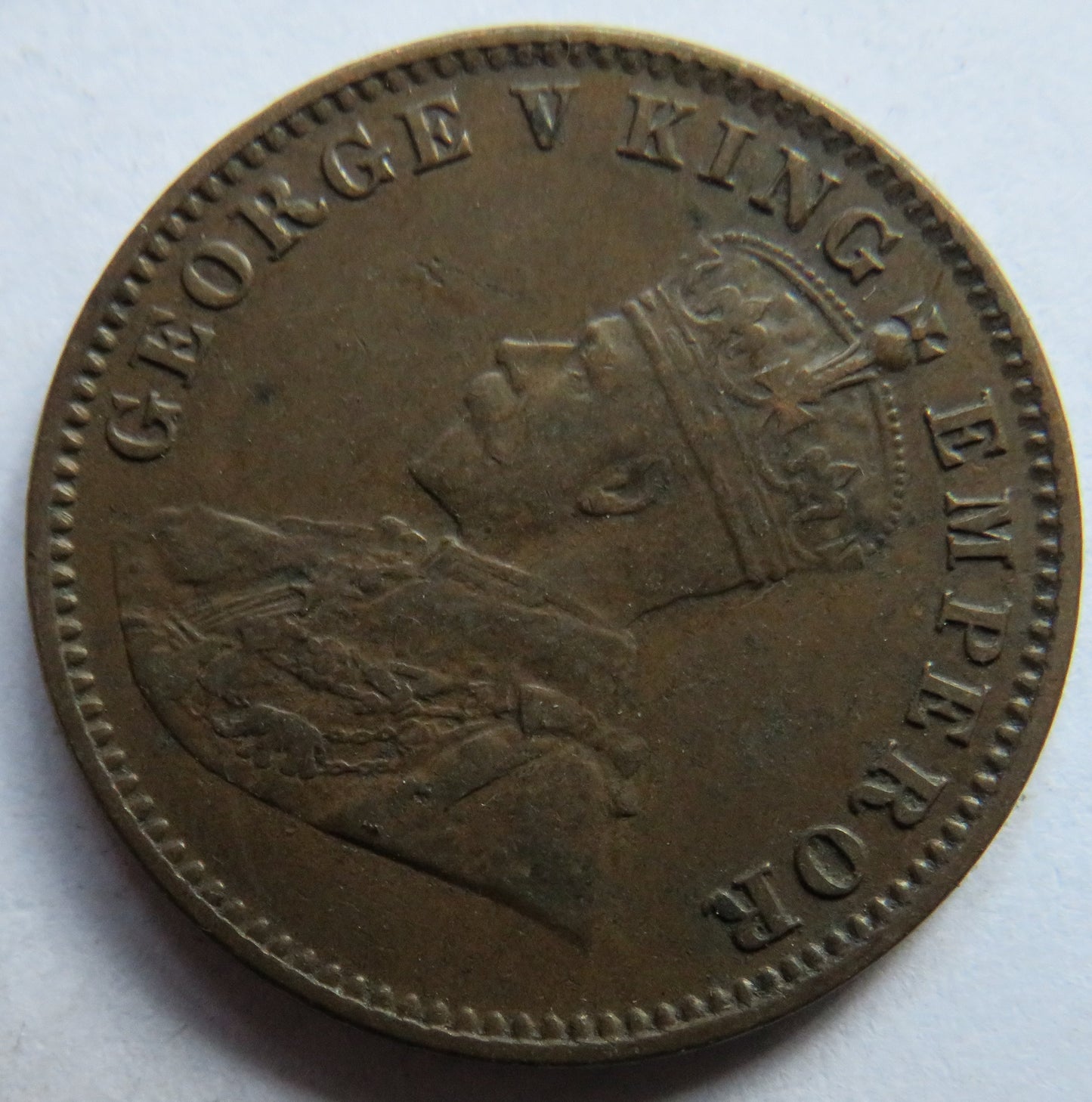 1917 King George V India 1/4 Quarter Anna Coin