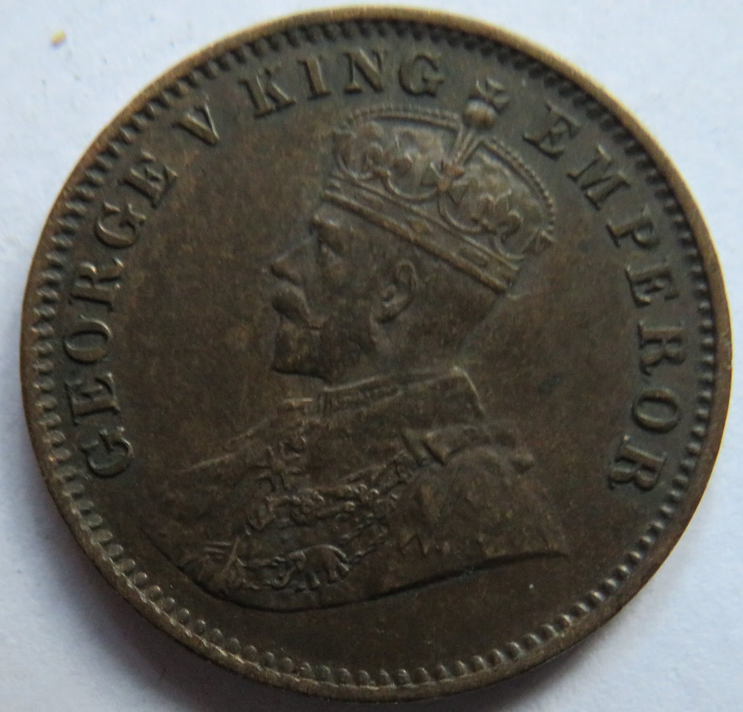 1917 King George V India 1/4 Quarter Anna Coin
