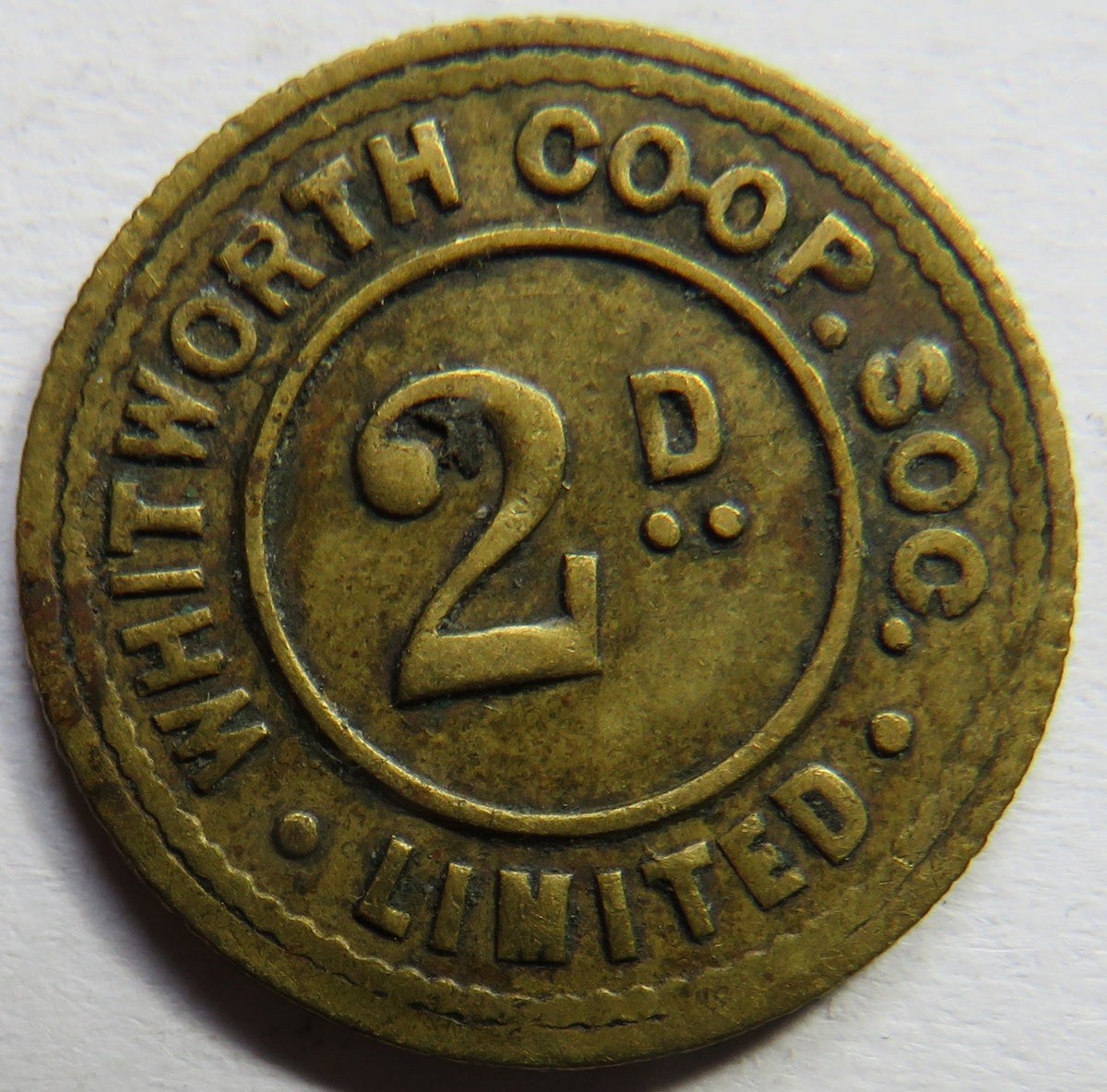 Whitworth Co-op Society 2d Token