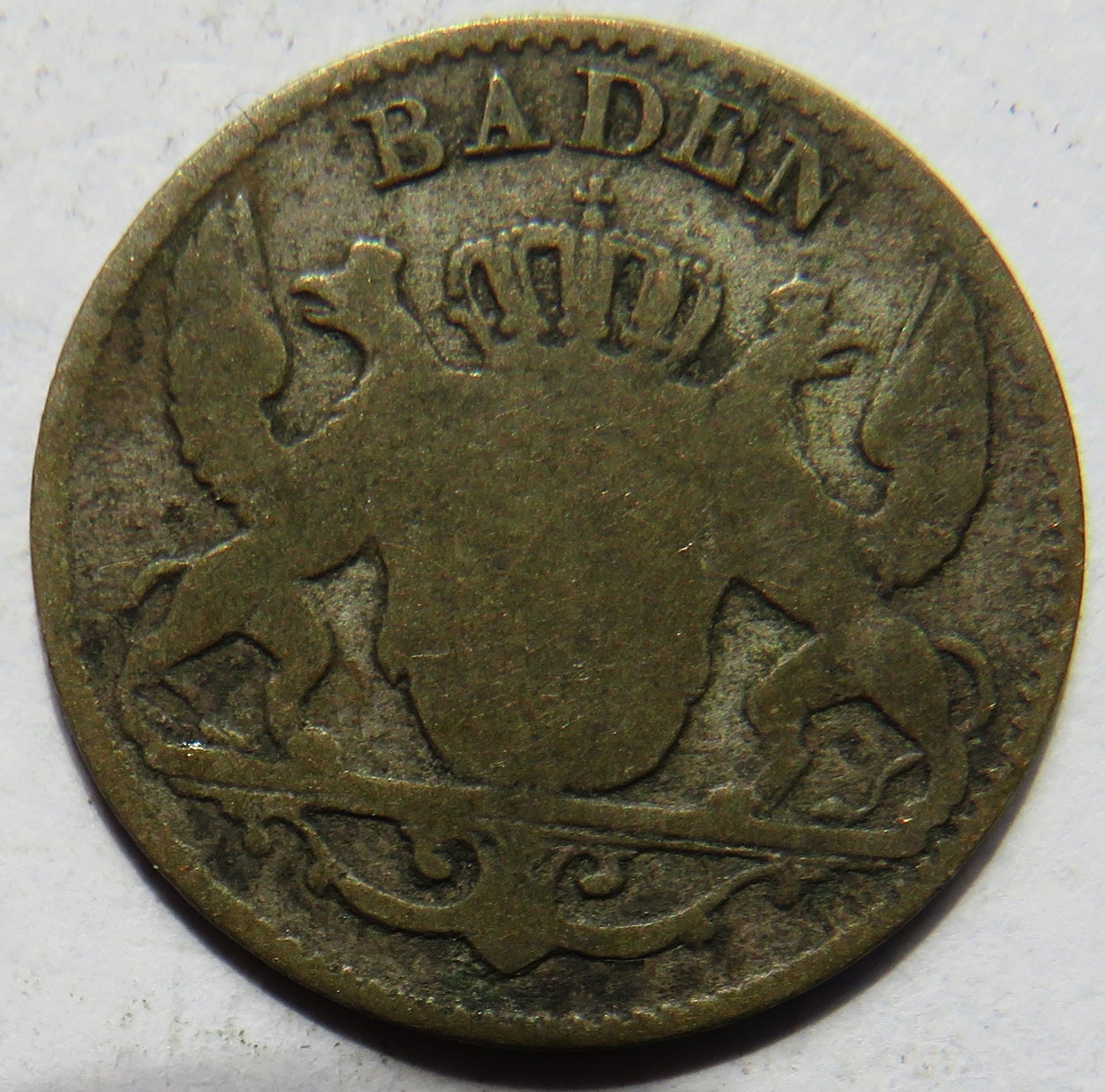 1841 German States Baden 3 Kreuzer Coin