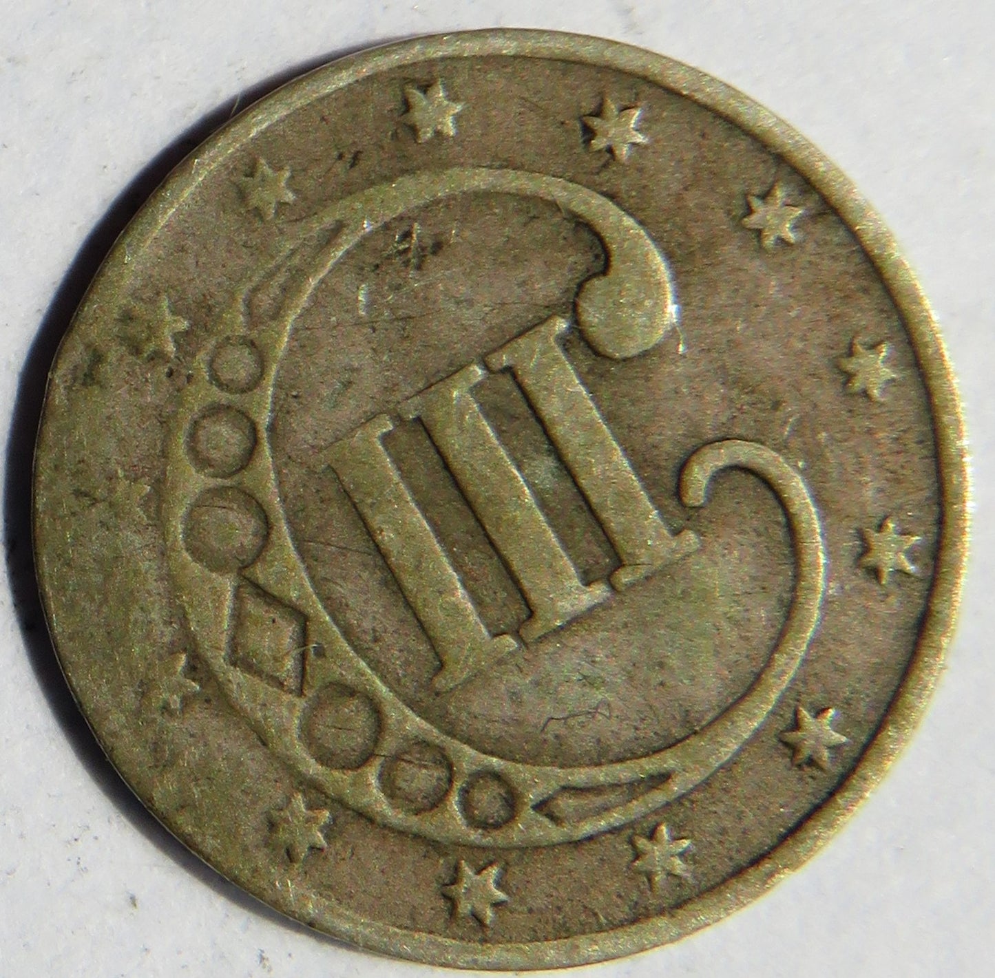 1853 USA Silver 3 Cents Coin