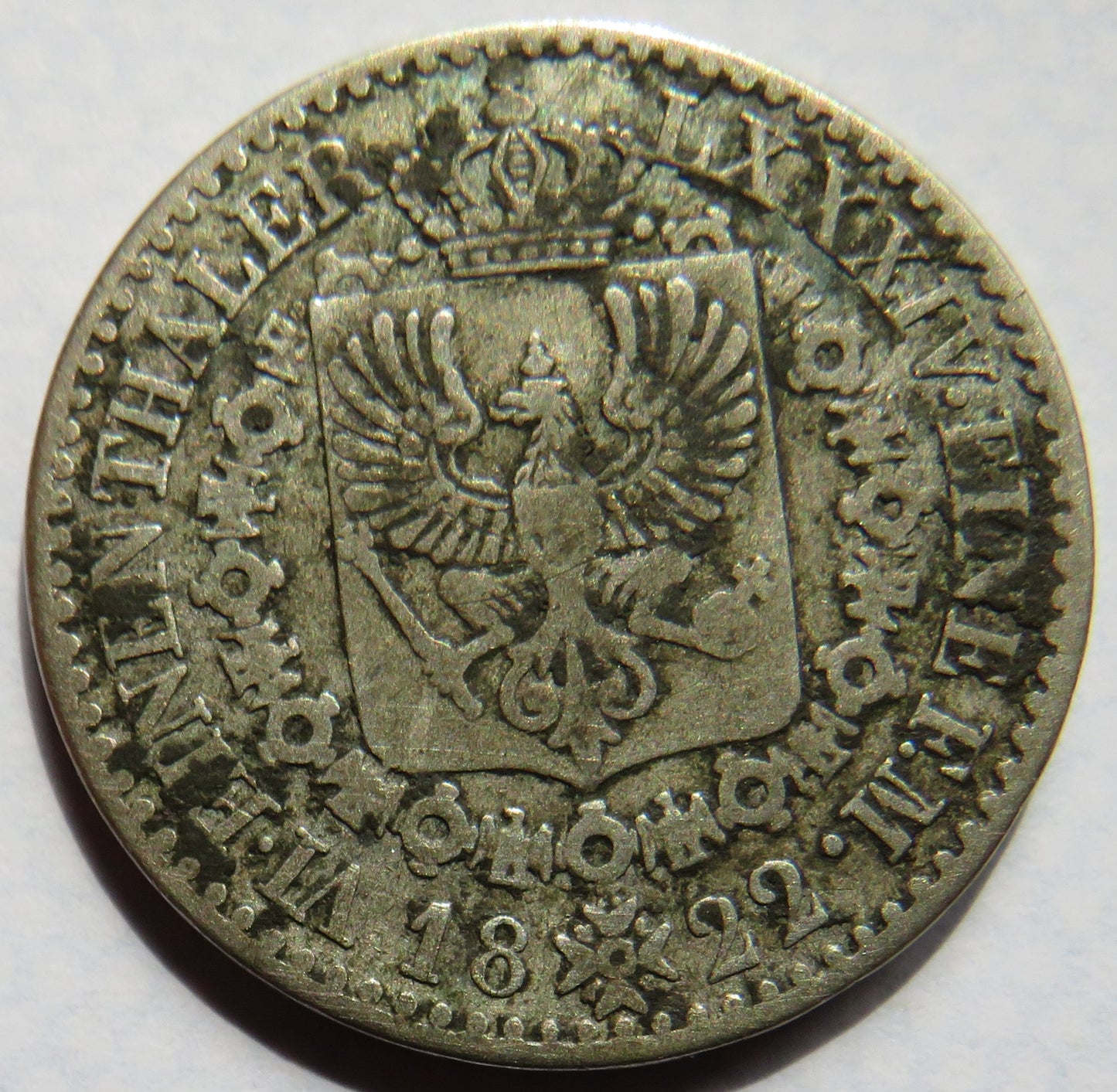1822-A German States Prussia Silver 1/6 Thaler Coin