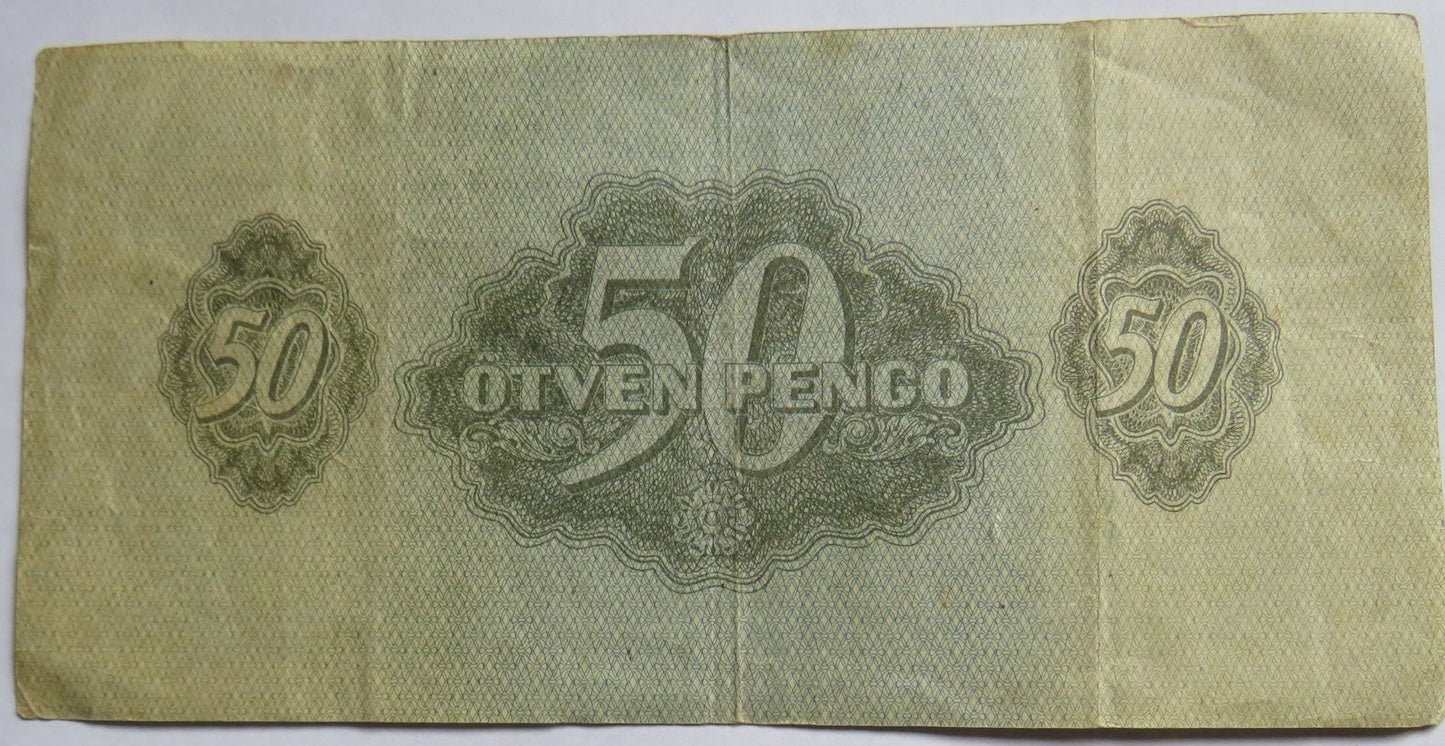 1944 Hungary 50 Pengo Banknote
