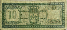 Load image into Gallery viewer, 1972 Nederlandse Antillen 10 Gulden Willemstad Curacoa Banknote
