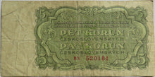 Load image into Gallery viewer, 1961 Czechoslovakia 5 Korun Banknote
