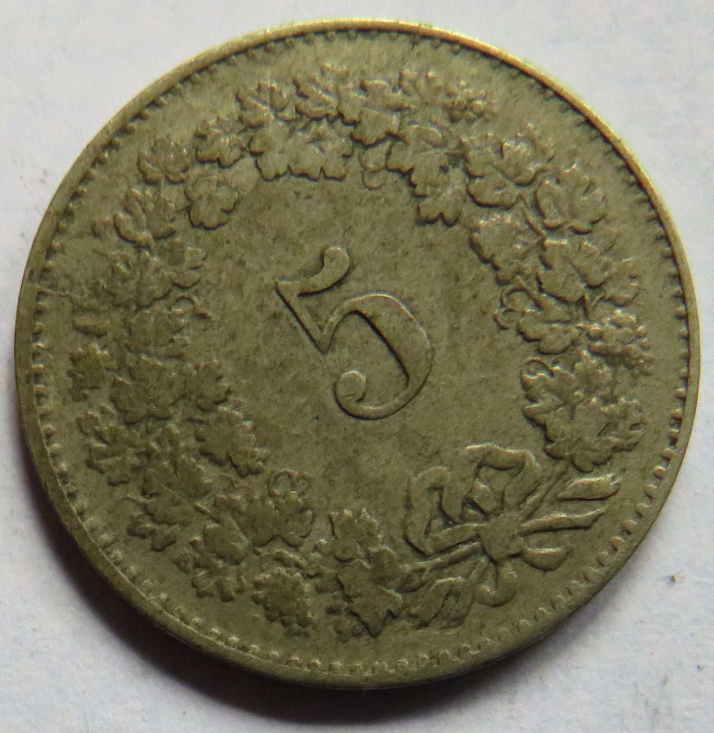 1850 AB Switzerland 5 Rappen Coin Scarce