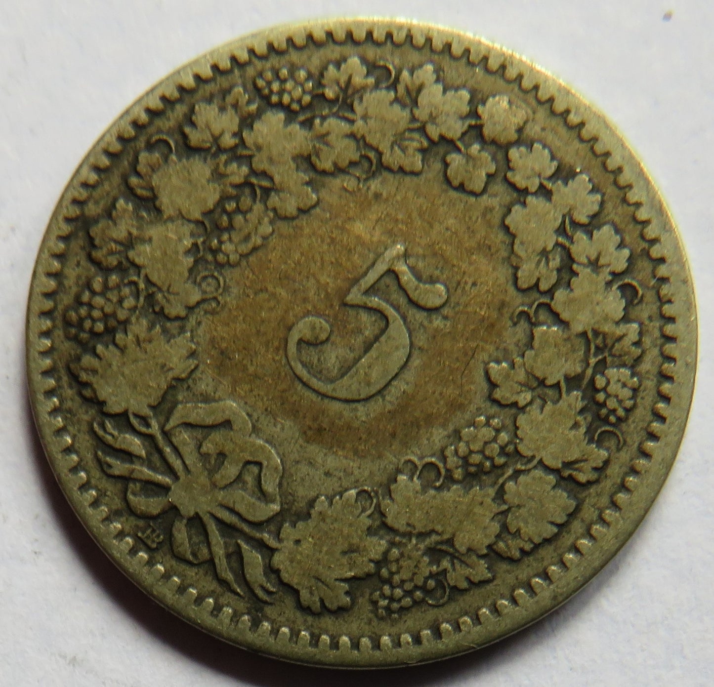 1850-BB Switzerland 5 Rappen Coin