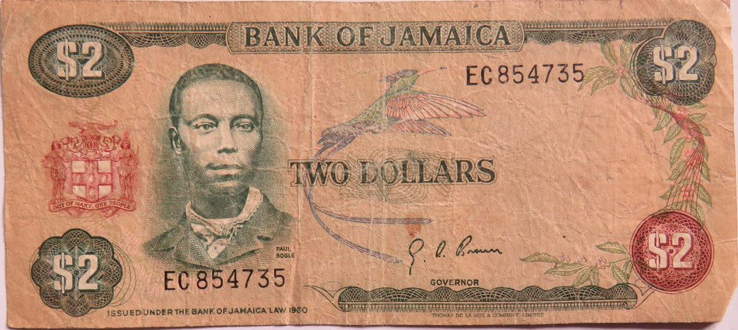 Bank of Jamaica $2 Two Dollars Banknote
