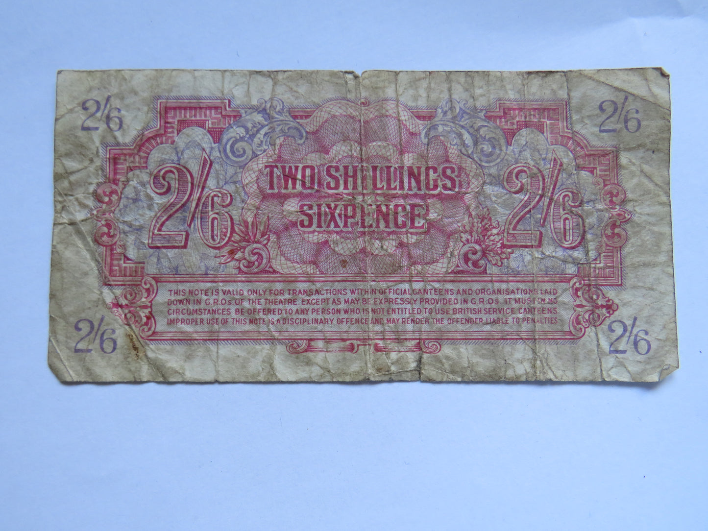 British Armed Forces Two Shillings Sixpence 2/6 Banknote