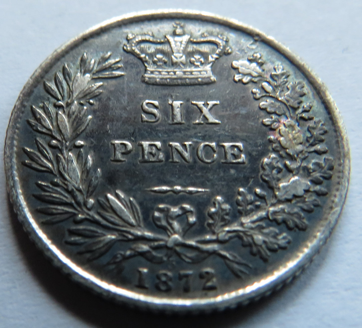 1872 Queen Victoria Young Head Silver Sixpence Coin In High Grade