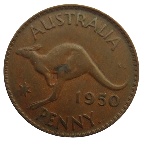 1950 King George VI Australia One Penny Coin