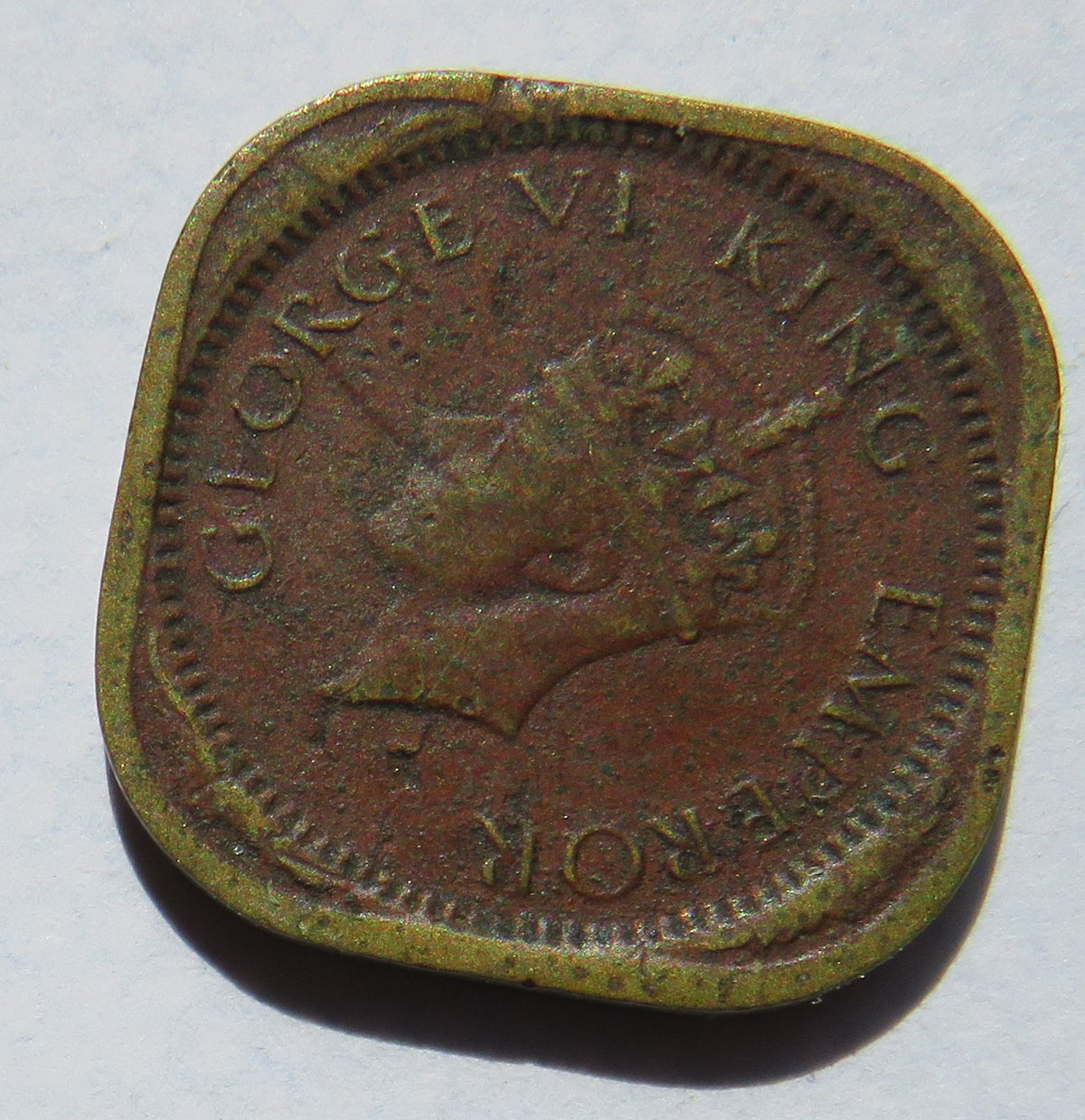 1943 King George VI India 1/2 Anna Coin