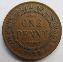 Load image into Gallery viewer, 1922 King George V Australia One Penny Coin
