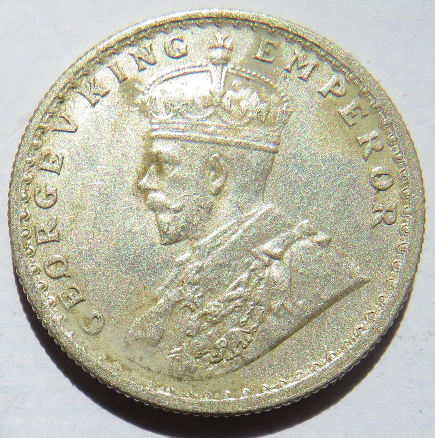 1936 King George V India Silver 1/2 Rupee Coin