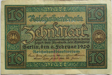 Load image into Gallery viewer, 1920 Germany 10 Mark Banknote
