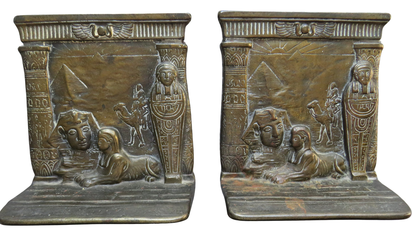 Vintage Pair Of Egyptian Bronze Bookends Tourist Pieces