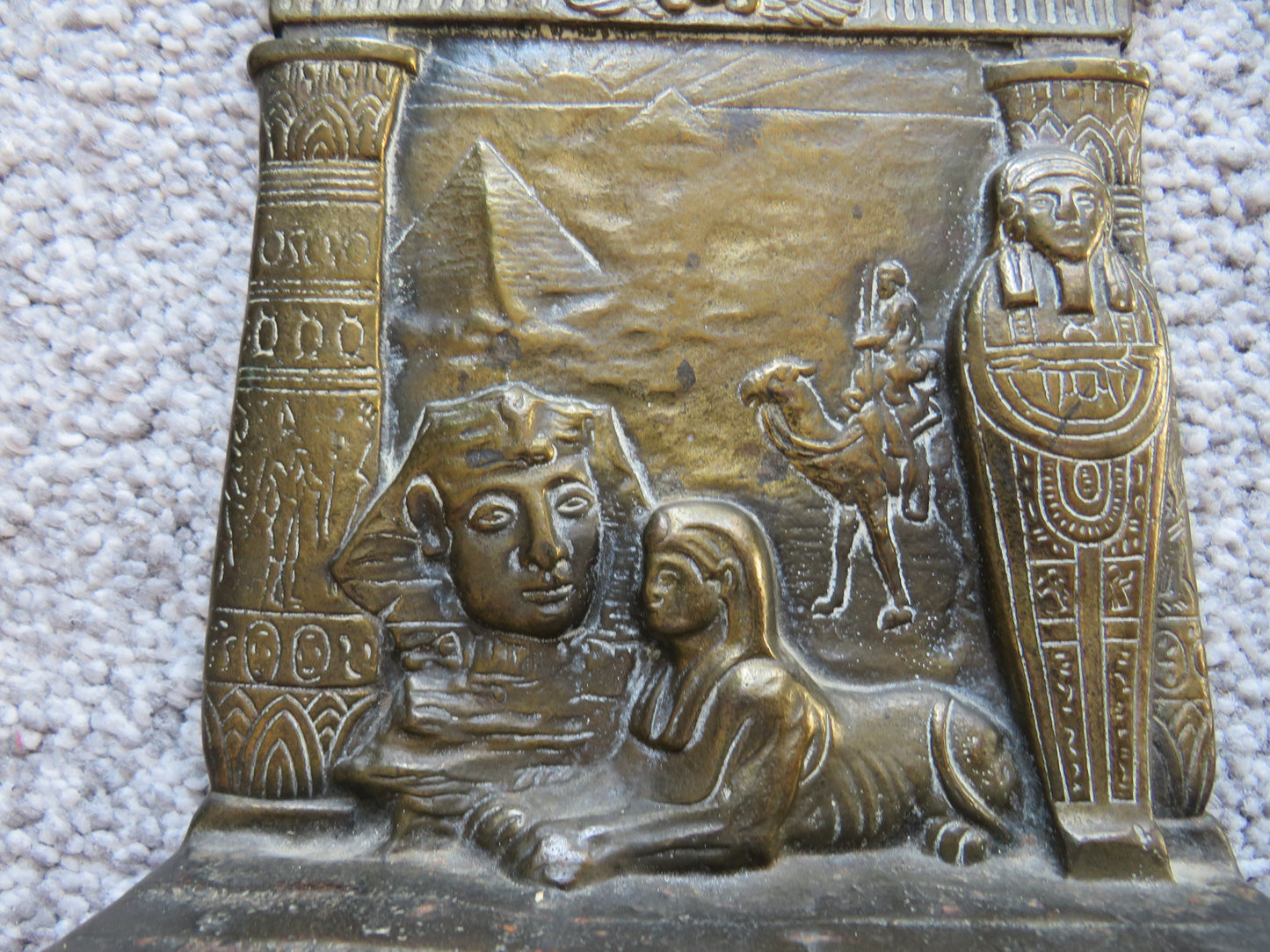 Vintage Pair Of Egyptian Bronze Bookends Tourist Pieces
