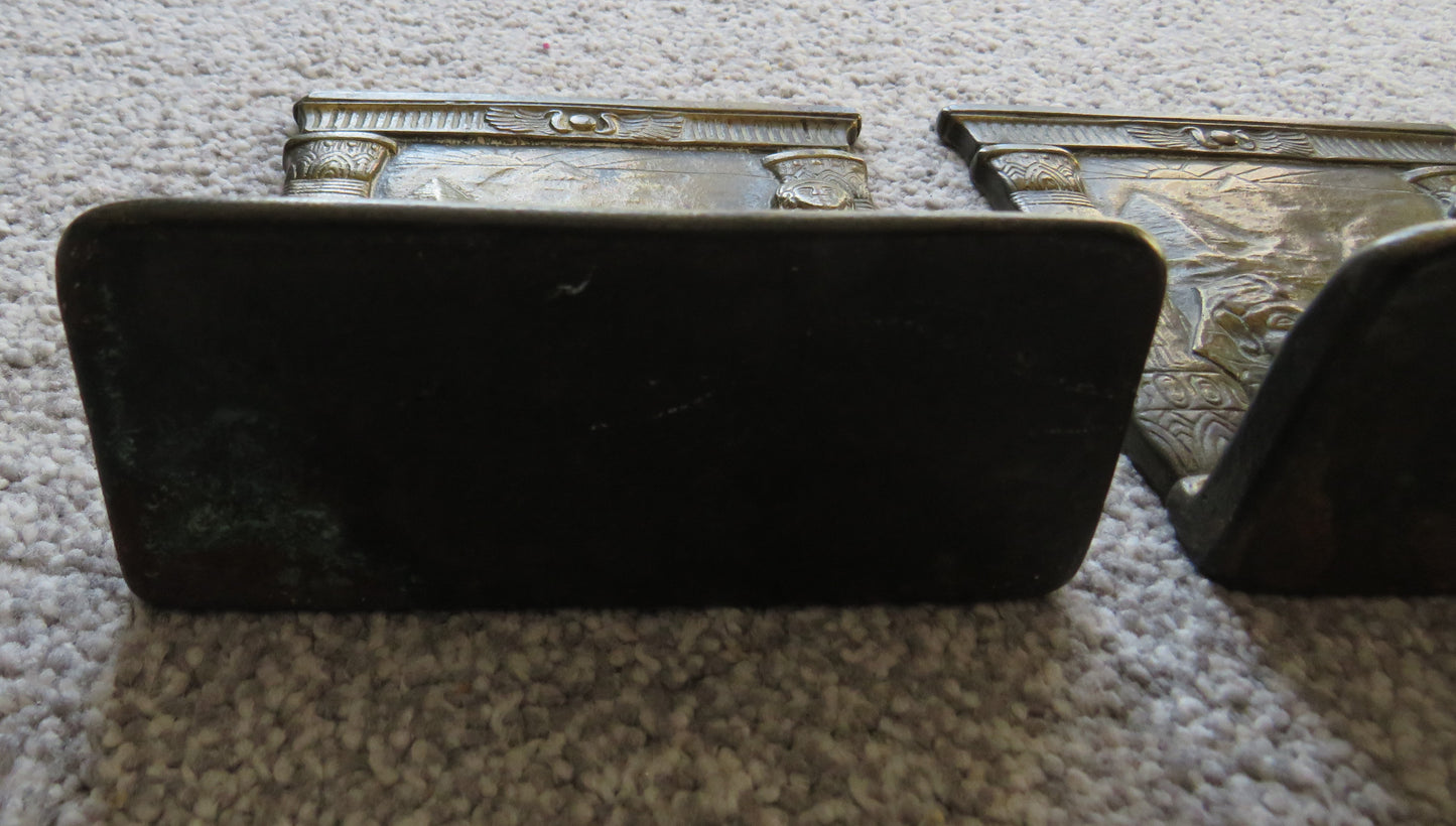 Vintage Pair Of Egyptian Bronze Bookends Tourist Pieces
