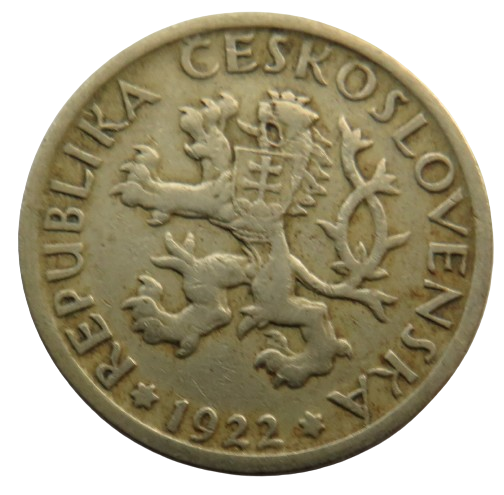 1922 Czechoslovakia One Koruna Coin