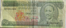 Load image into Gallery viewer, Central Bank of Barbados $5 Five Dollars Banknote
