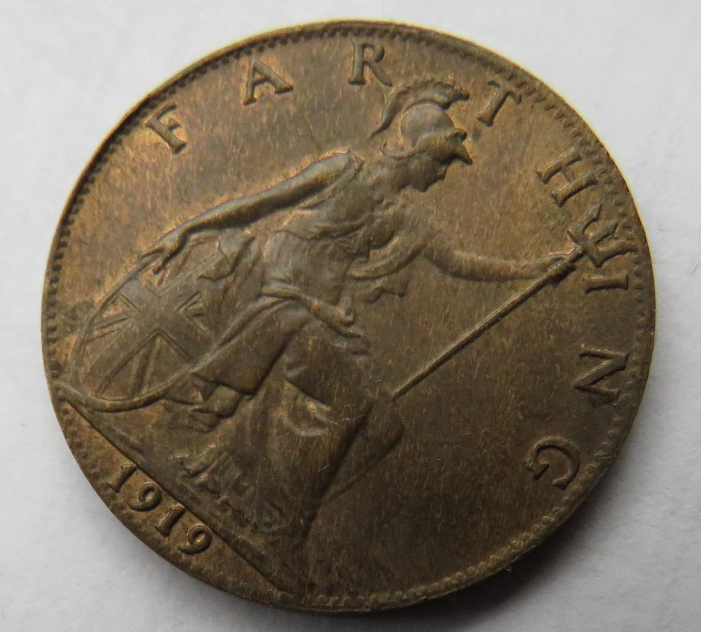 1919 King George V Farthing Coin - Great Britain