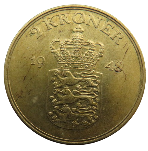1948 Denmark 2 Kroner Coin