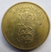 Load image into Gallery viewer, 1948 Denmark 2 Kroner Coin
