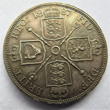 Load image into Gallery viewer, 1887 Queen Victoria Jubilee Head Silver Double Florin Coin In High Grade
