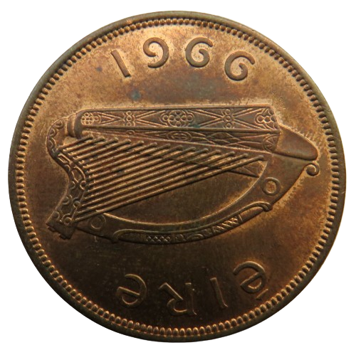 1966 Ireland Eire One Penny Coin