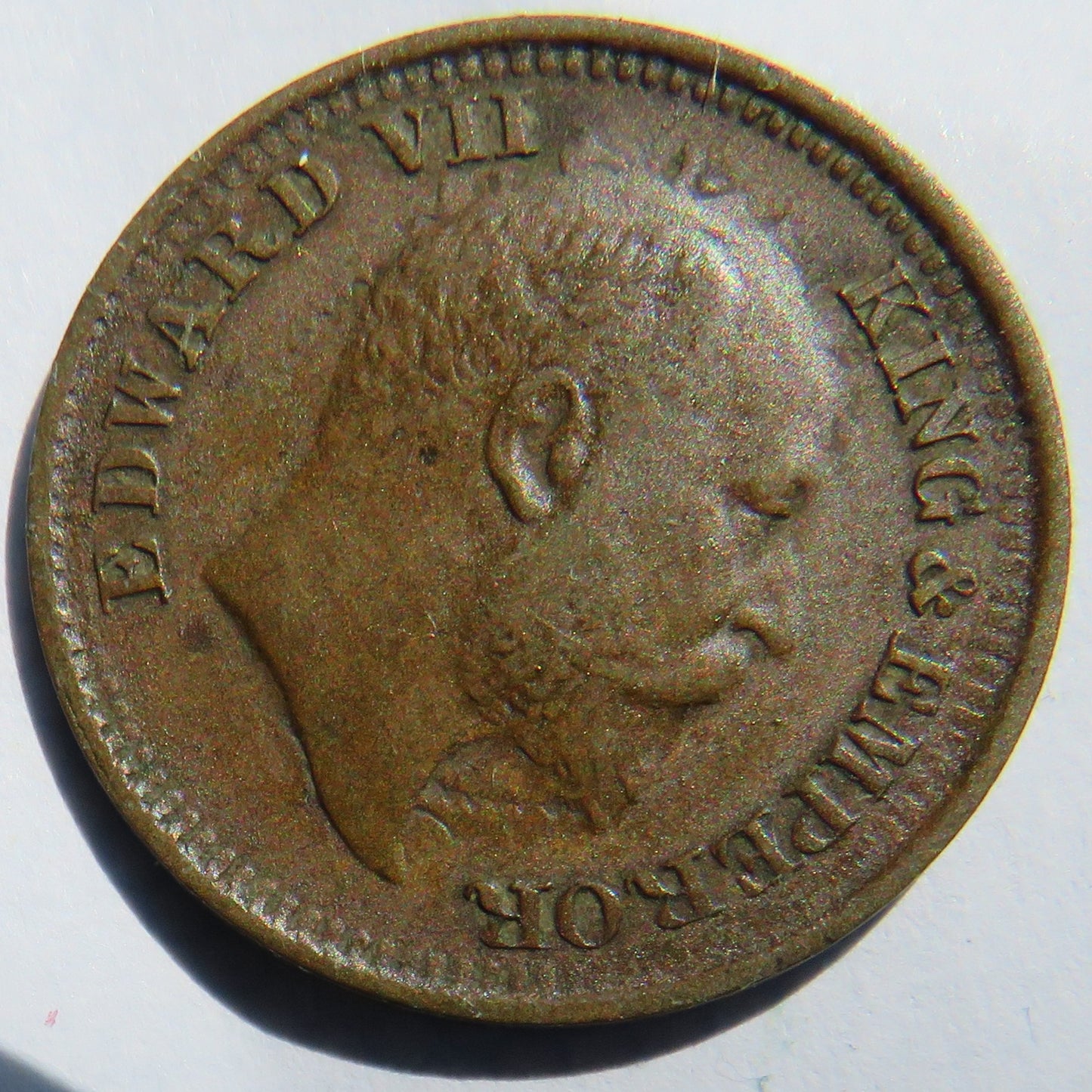 1907 King Edward VII India 1/2 Pice Coin