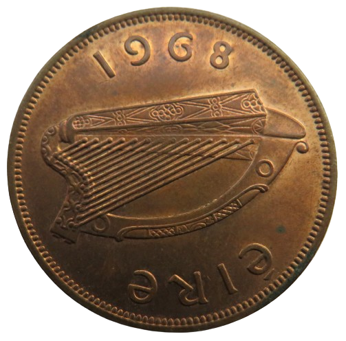 1968 Ireland Eire One Penny Coin