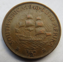 Load image into Gallery viewer, 1943 King George VI South Africa Halfpenny Coin
