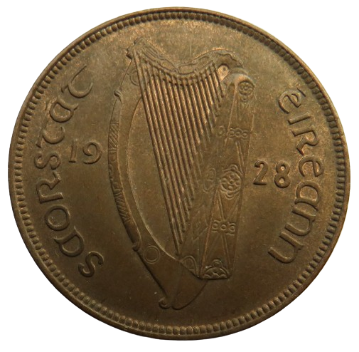 1928 Ireland Eire One Penny Coin In Higher Grade