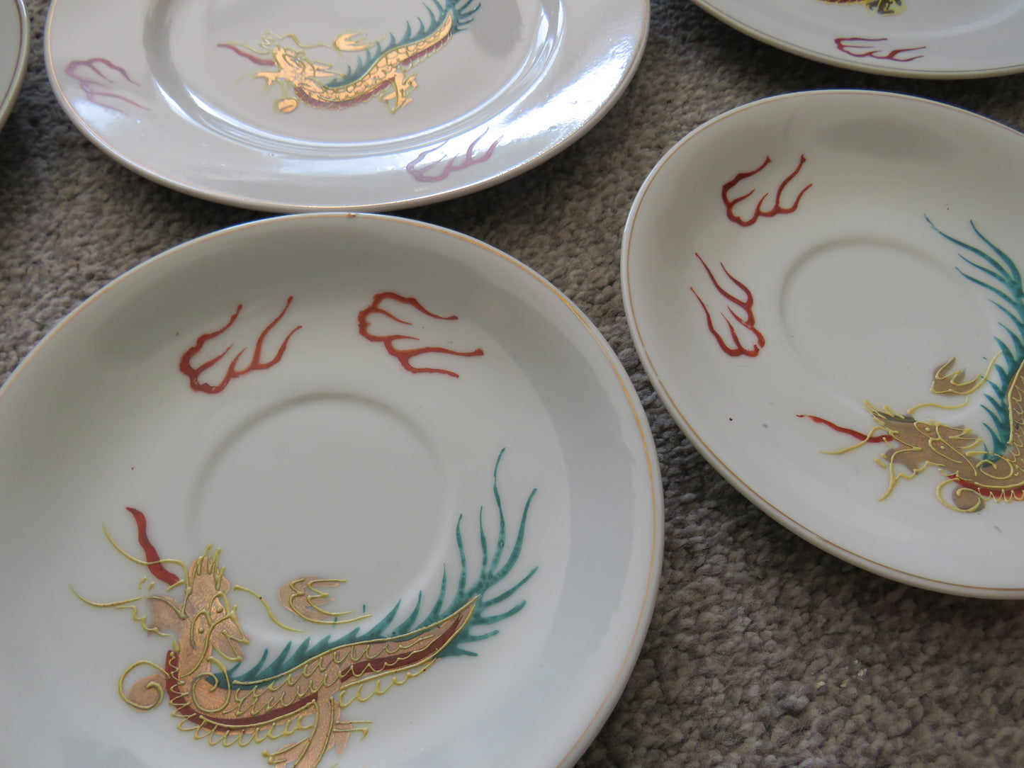 Vintage Japanese Porcelain 24 piece Tea Set "Lucky" Golden Dragon Design