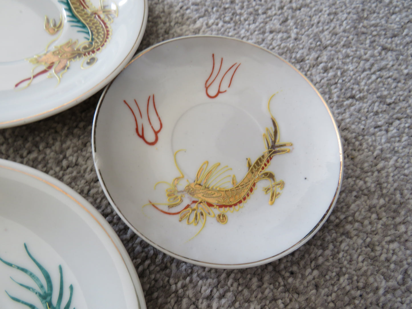 Vintage Japanese Porcelain 24 piece Tea Set "Lucky" Golden Dragon Design