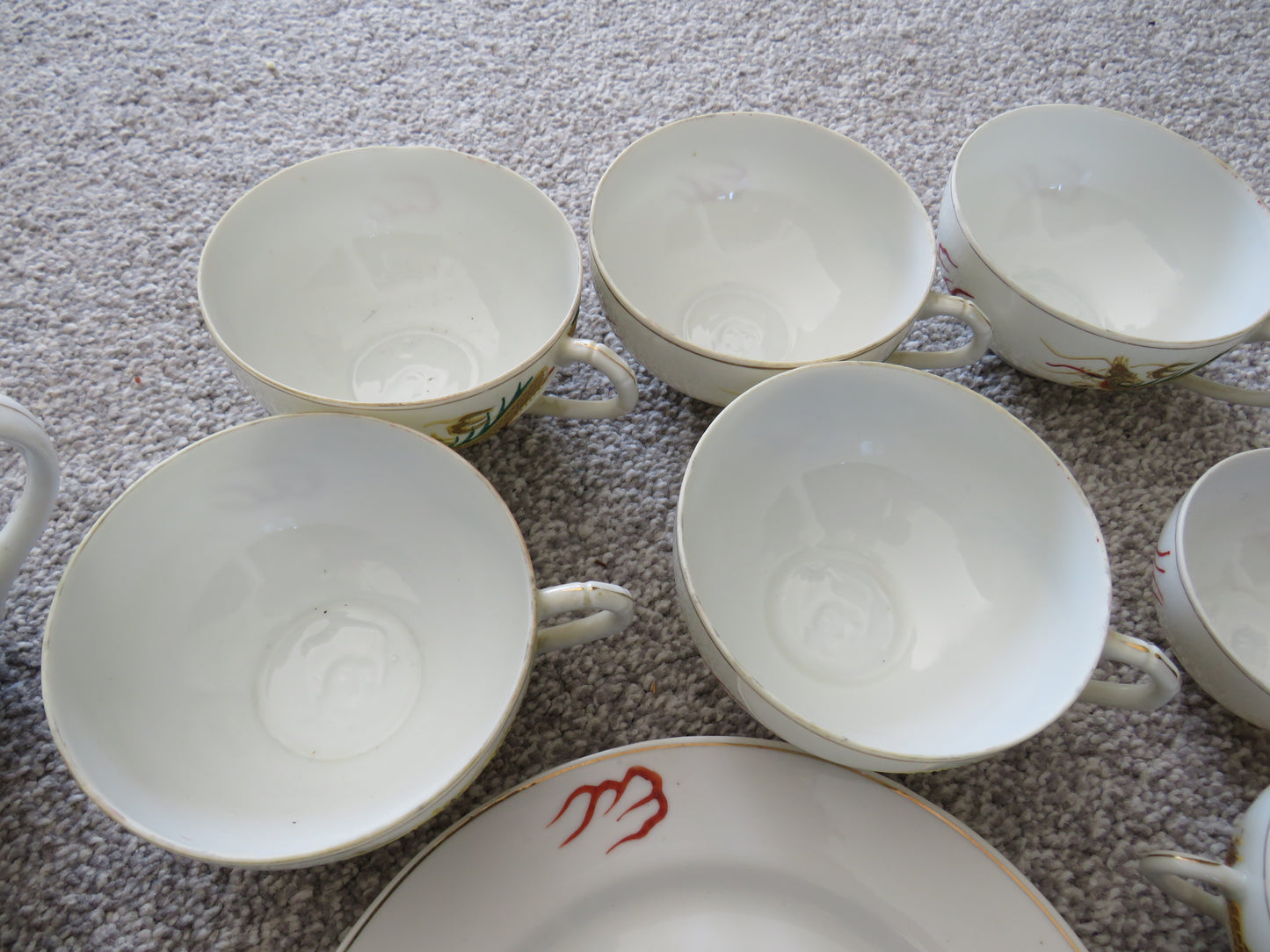 Vintage Japanese Porcelain 24 piece Tea Set "Lucky" Golden Dragon Design