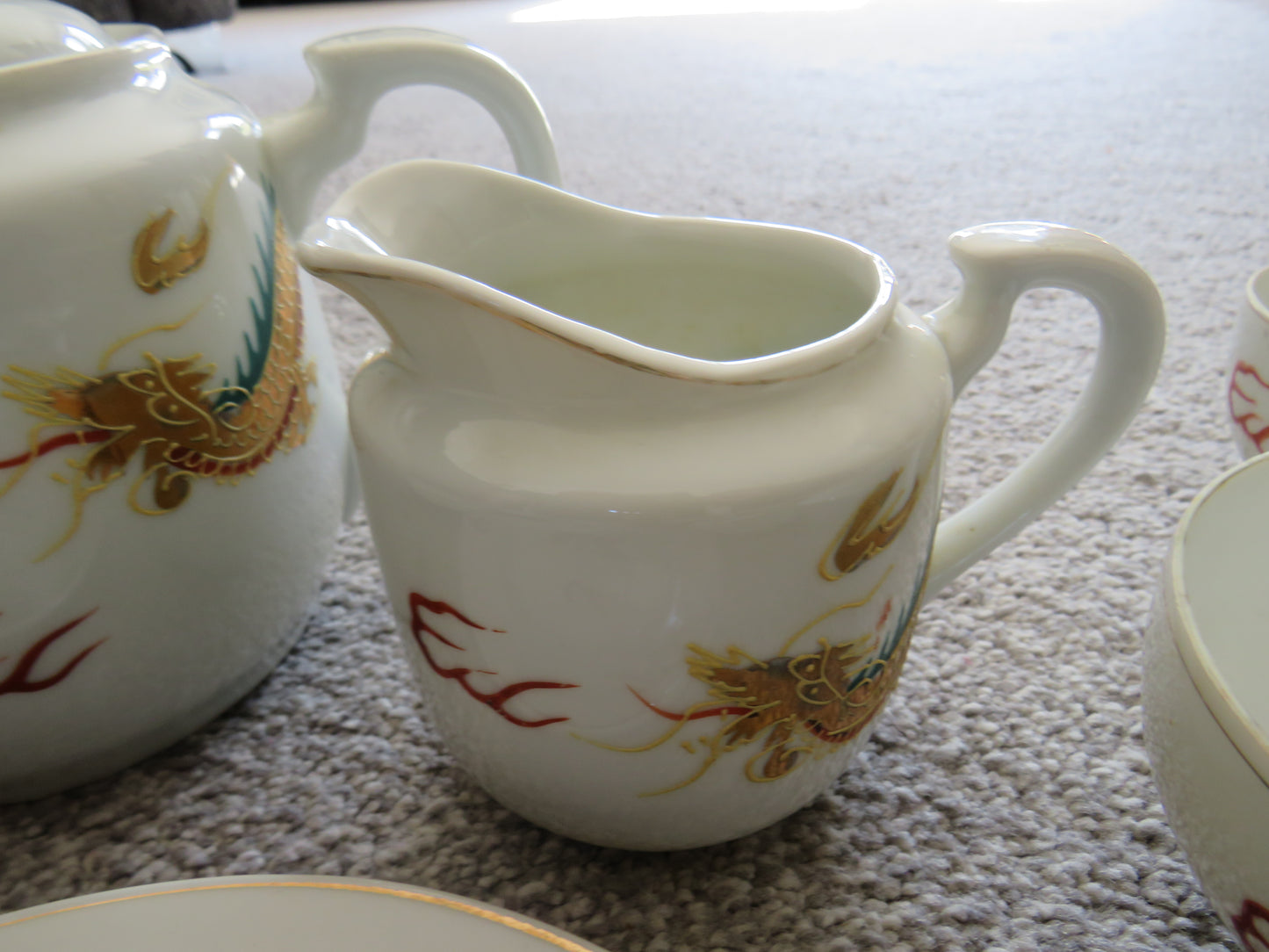 Vintage Japanese Porcelain 24 piece Tea Set "Lucky" Golden Dragon Design