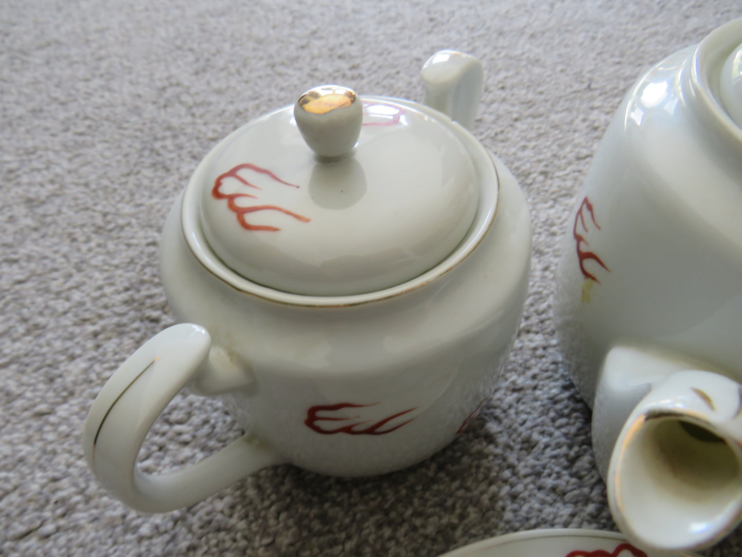 Vintage Japanese Porcelain 24 piece Tea Set "Lucky" Golden Dragon Design