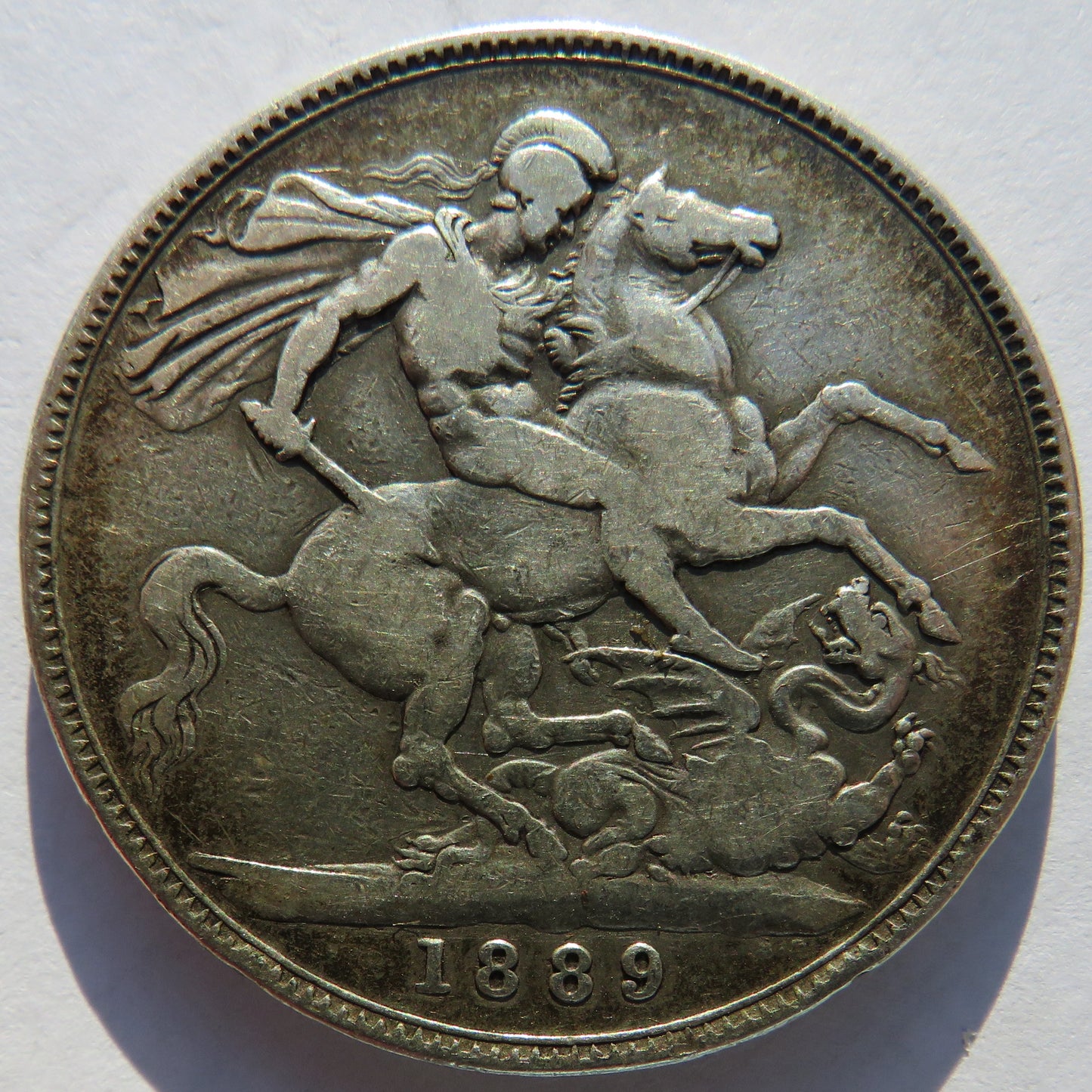 1889 Queen Victoria Jubilee Head Silver Crown Coin - Great Britain