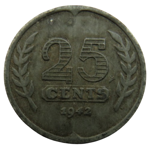 1942 Netherlands 25 Cents Coin