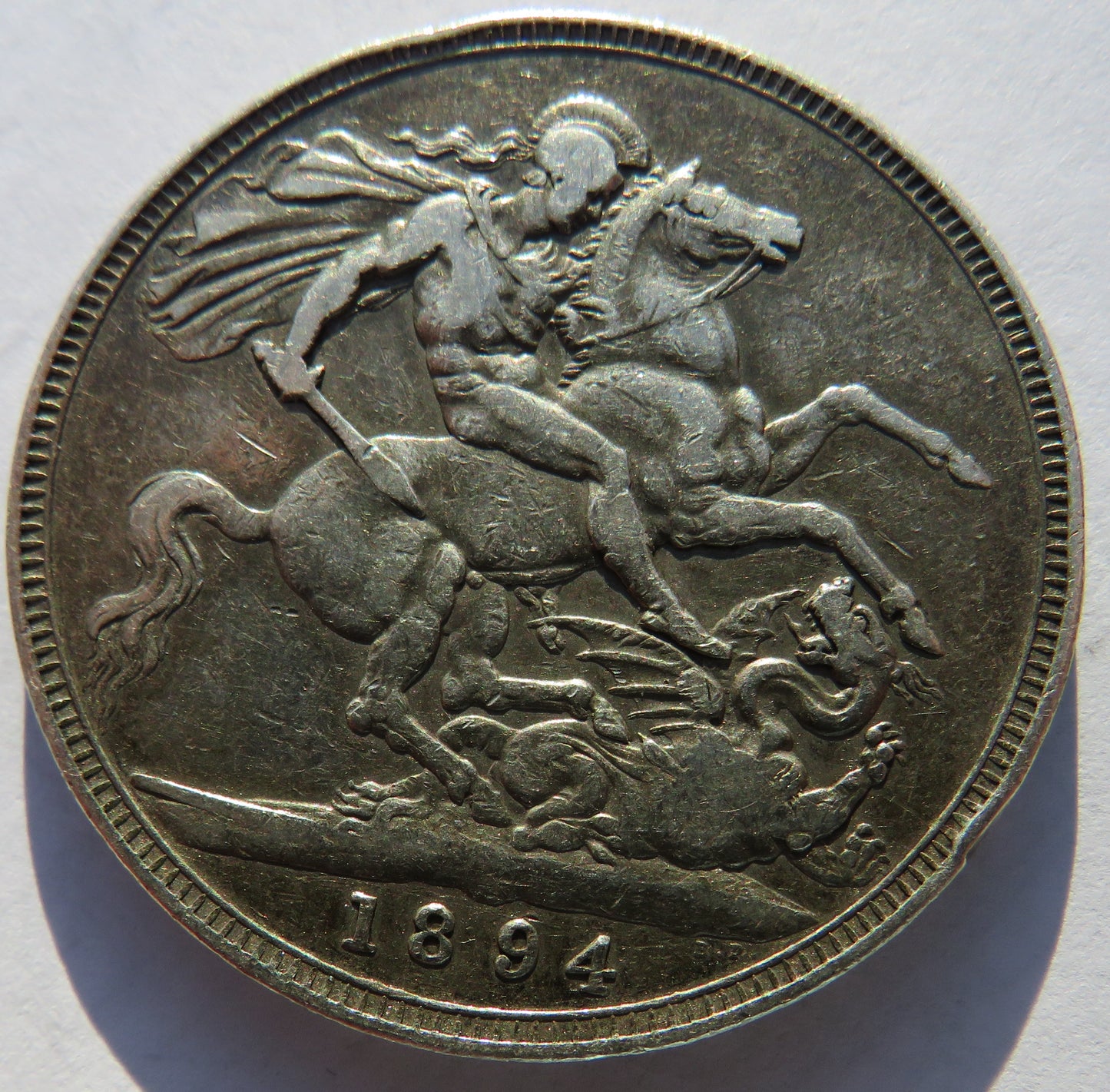 1894 LVIII Queen Victoria Silver Crown Coin - Great Britain