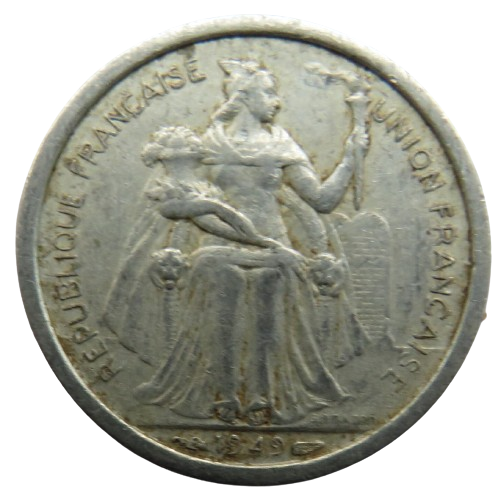 1949 French Oceania One Franc Coin