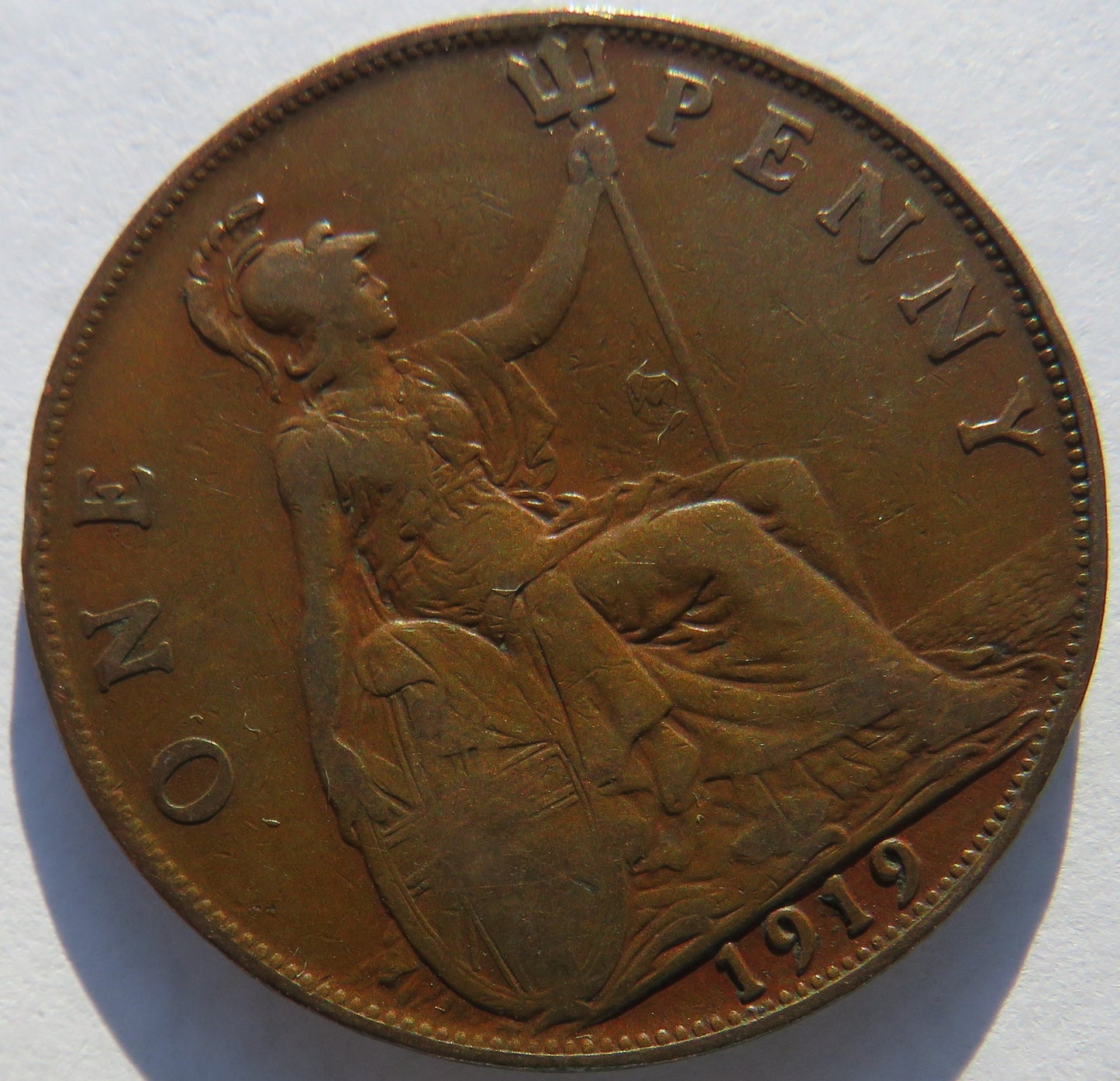 1919 King George V One Penny Coin - Great Britain