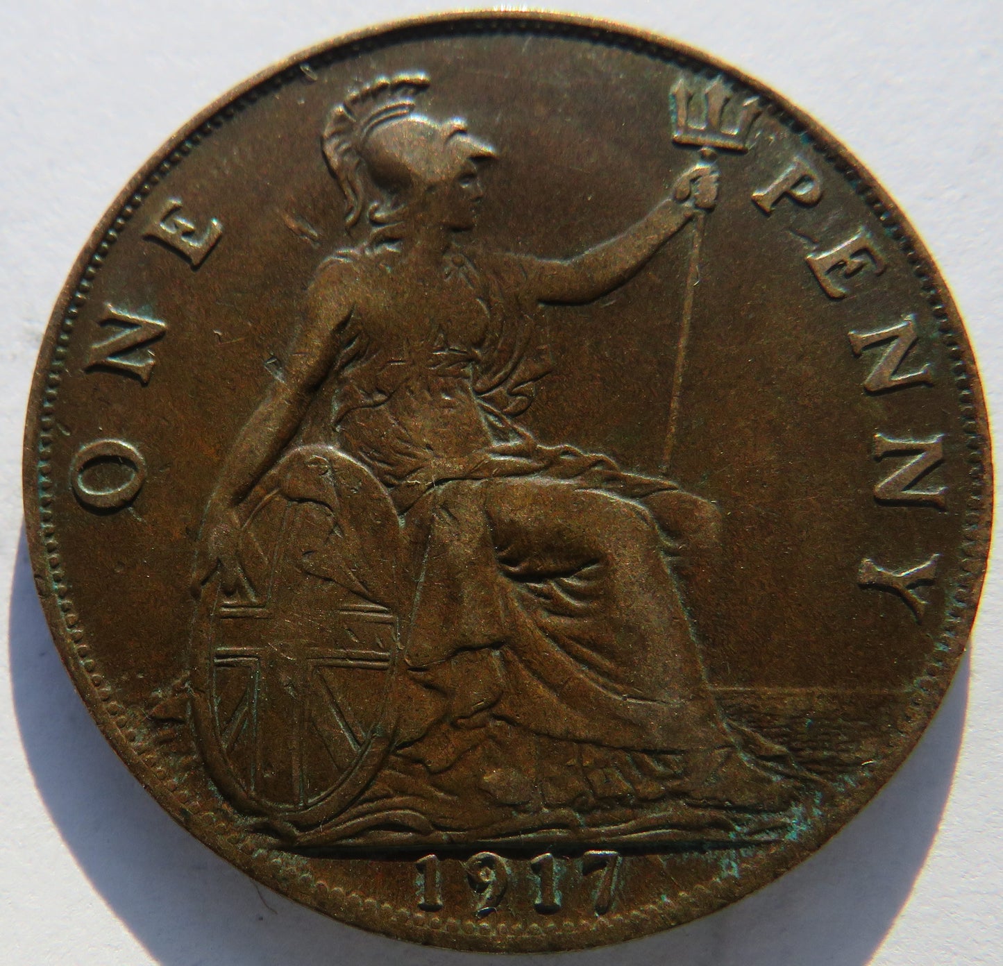1917 King George V One Penny Coin - Great Britain
