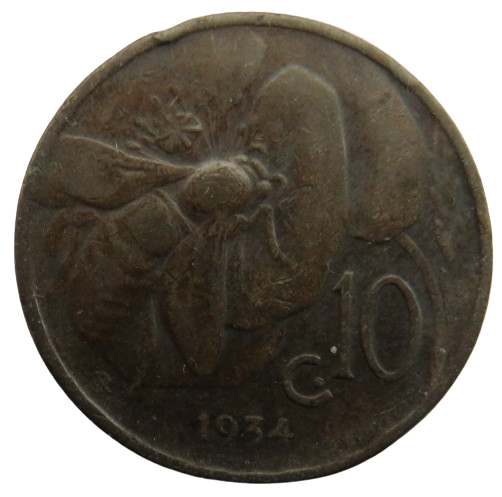 1934 Italy 10 Centesimi Coin