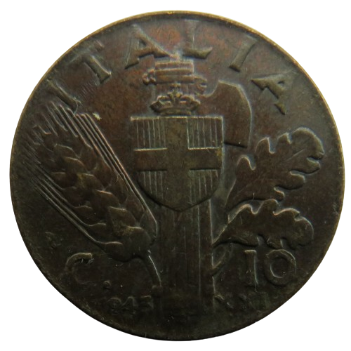 1943 Italy 10 Centesimi Coin