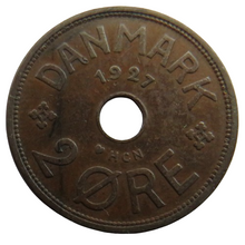 Load image into Gallery viewer, 1927 Denmark 2 Ore Coin
