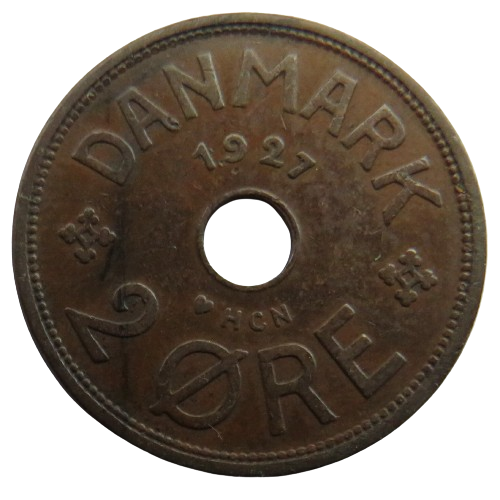 1927 Denmark 2 Ore Coin